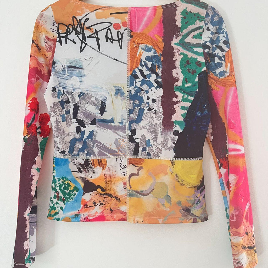 All Is A Gentle Spring RAINBOW FLEX Tapestry Long Sleeve Top Size XL.