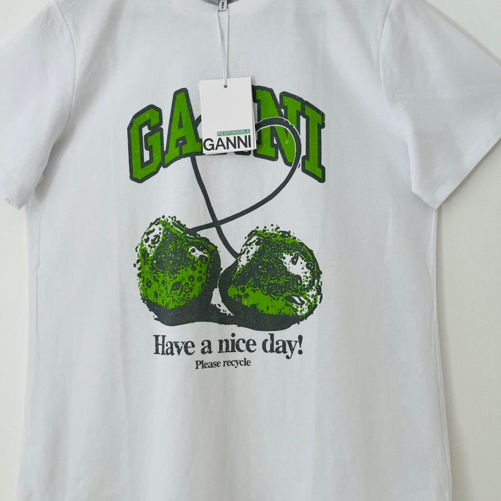 Ganni BNWT Basic Jersey Cherry Relaxed T-Shirt.