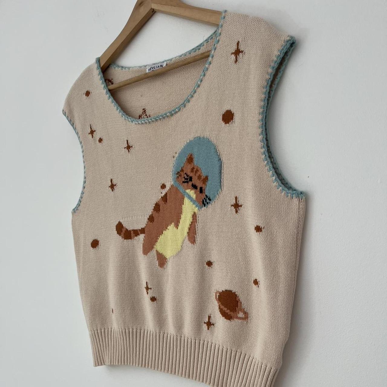 Hèrlian Astronaut Cat Knitted Vest.