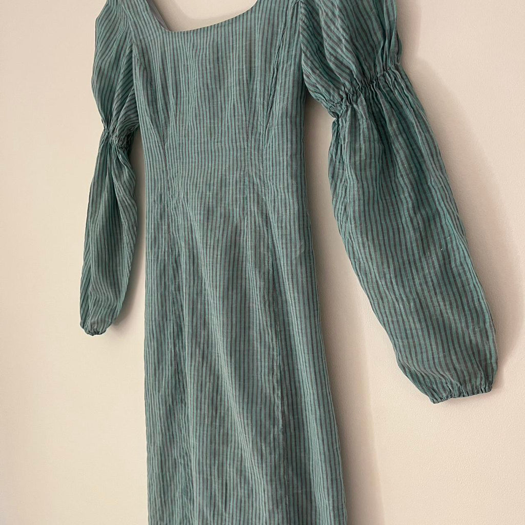 Arnsdorf IVY Striped Cotton Midi Dress in Seafoam.