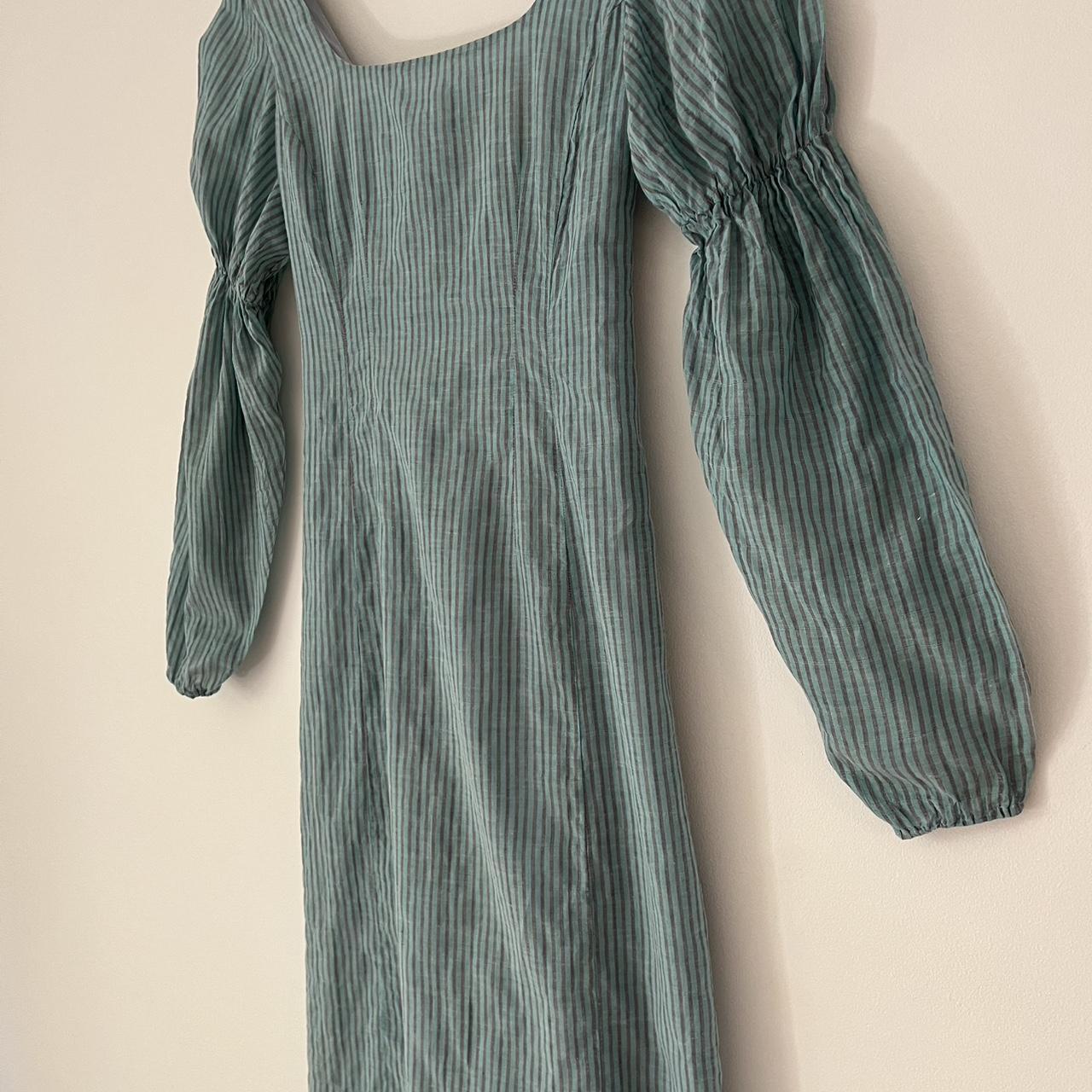 Arnsdorf IVY Striped Cotton Midi Dress in Seafoam.