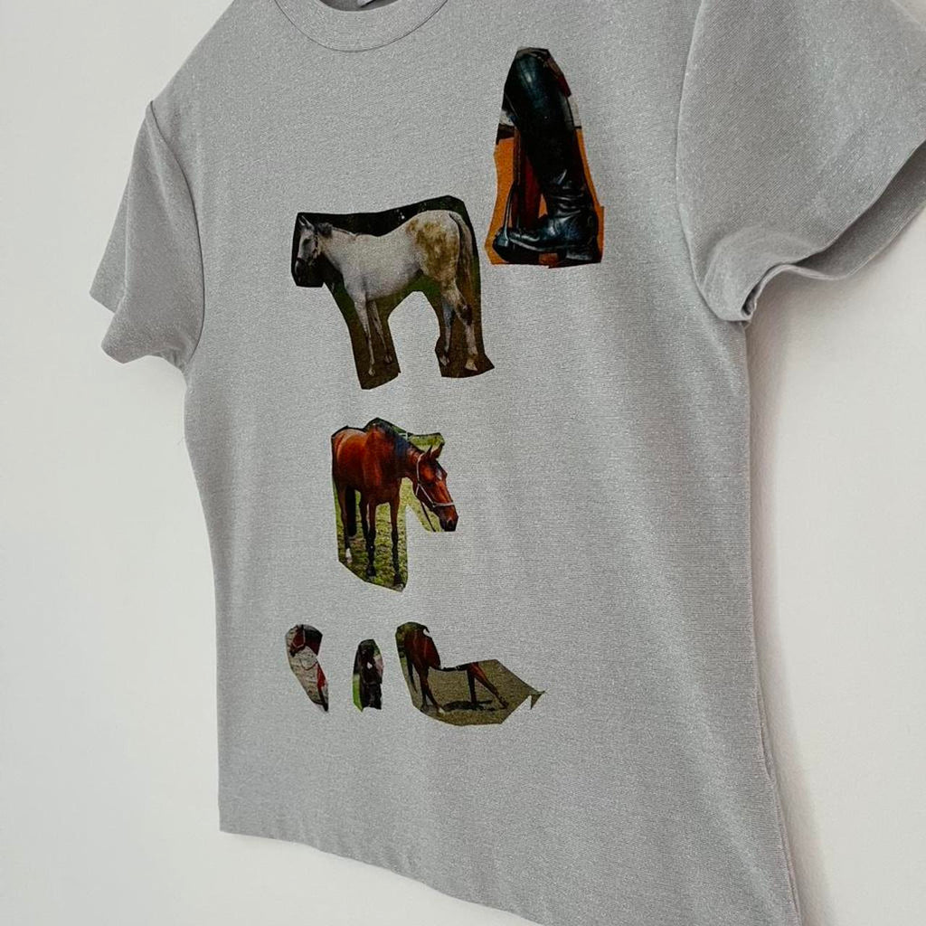 Acne Studios SILVER HORSE T-shirt In Silver Grey.