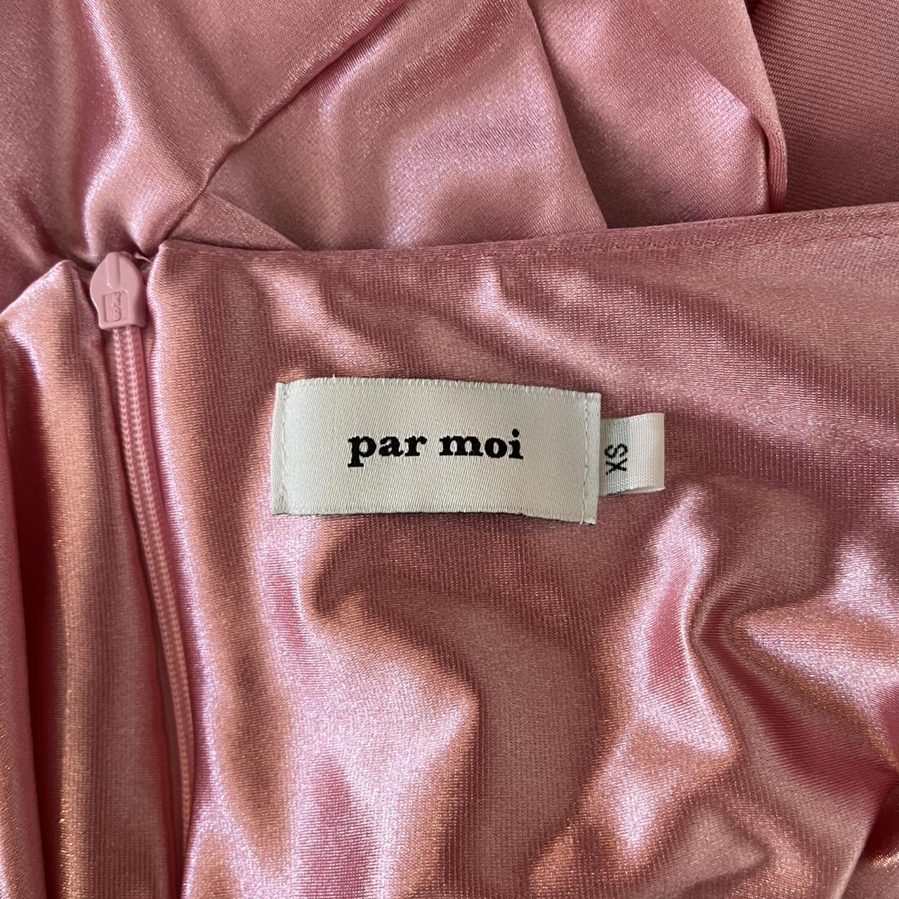 Par Moi Satin Midi Skirt in Pink.