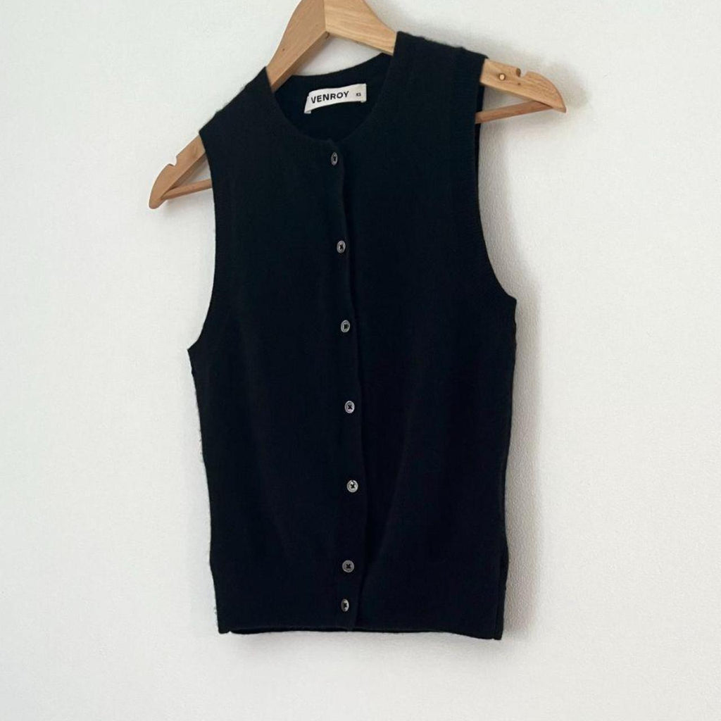 Venroy Cashmere Button Down Tank Top.