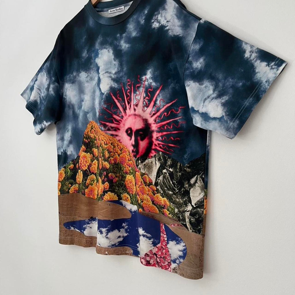 ACNE Studios ESTRELLE Graphic Print Cotton T-shirt In Grey.