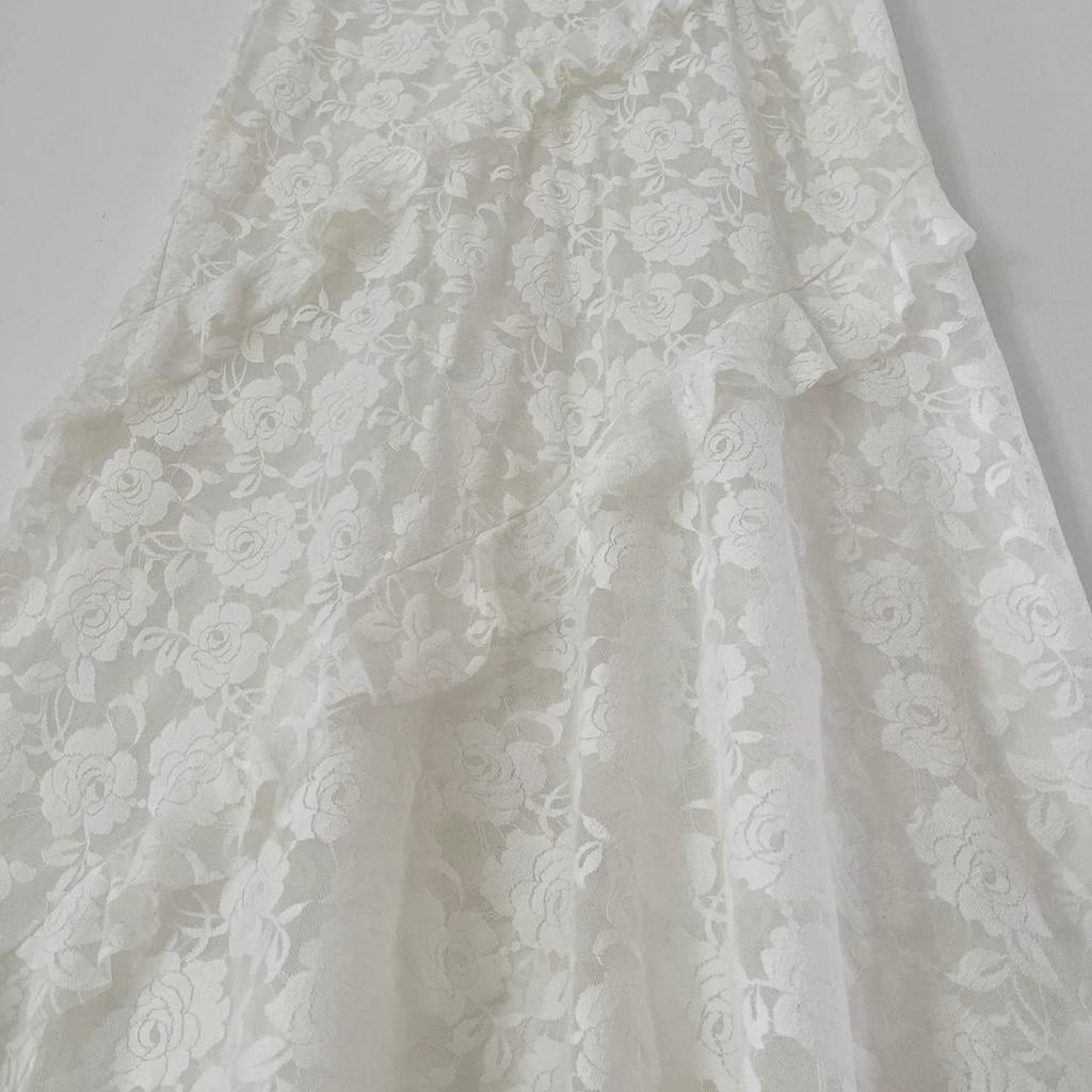 Sister Studios STARR Lace Maxi Skirt in White.