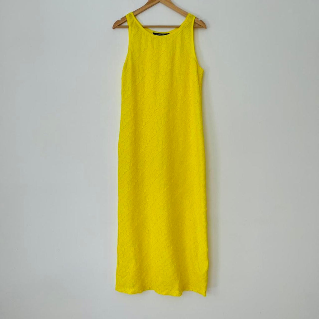 Alpha60 Floral Pleated Maxi Dress in Yellow.