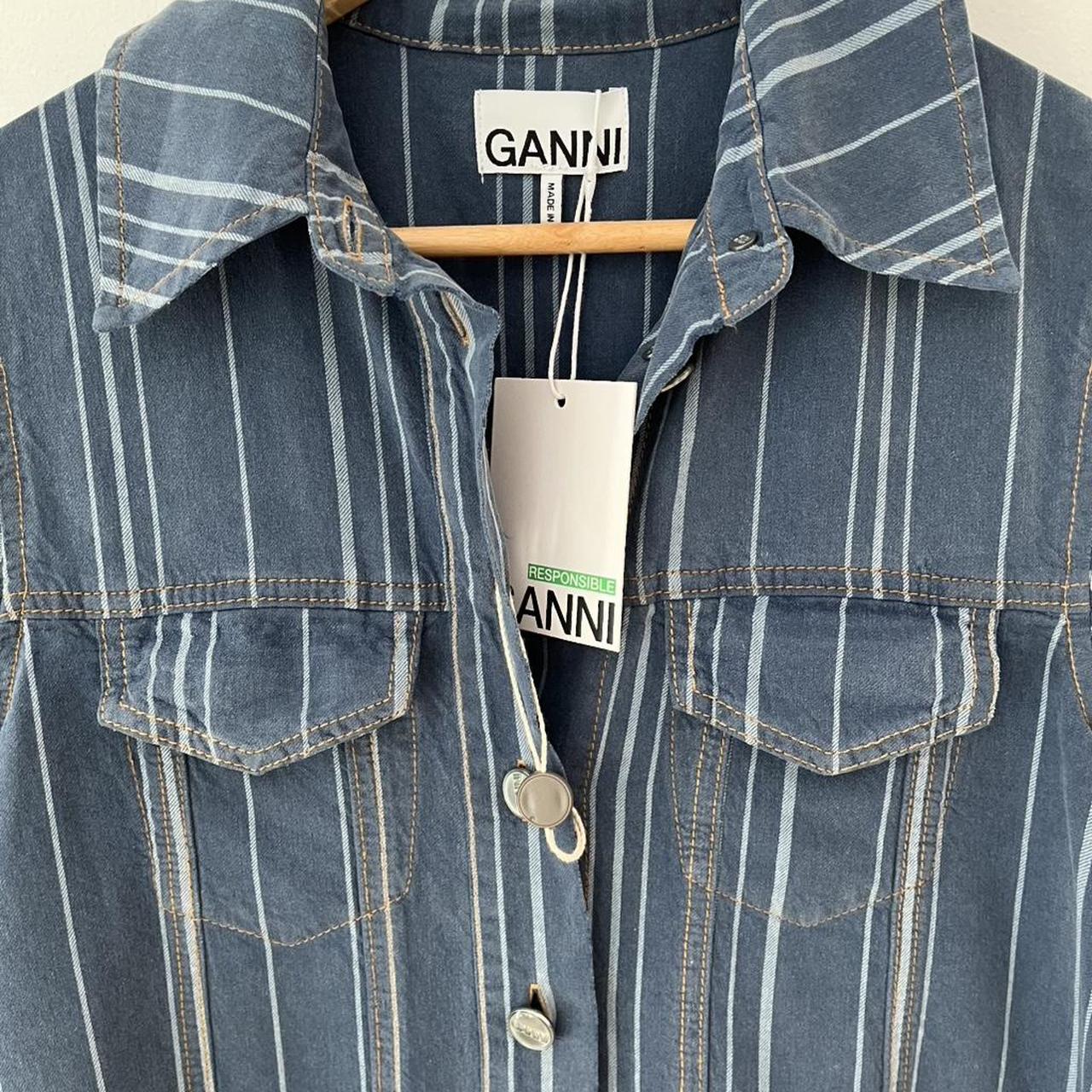 Ganni BNWT Striped Denim Mini Shirt Dress.