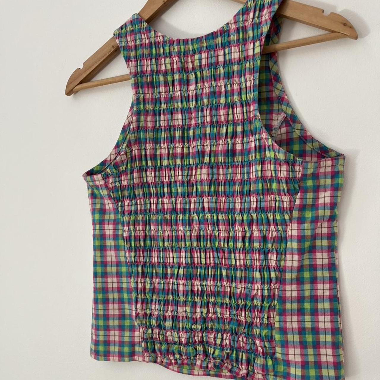 Katharina Lou Plaid Shirred Crop Top.