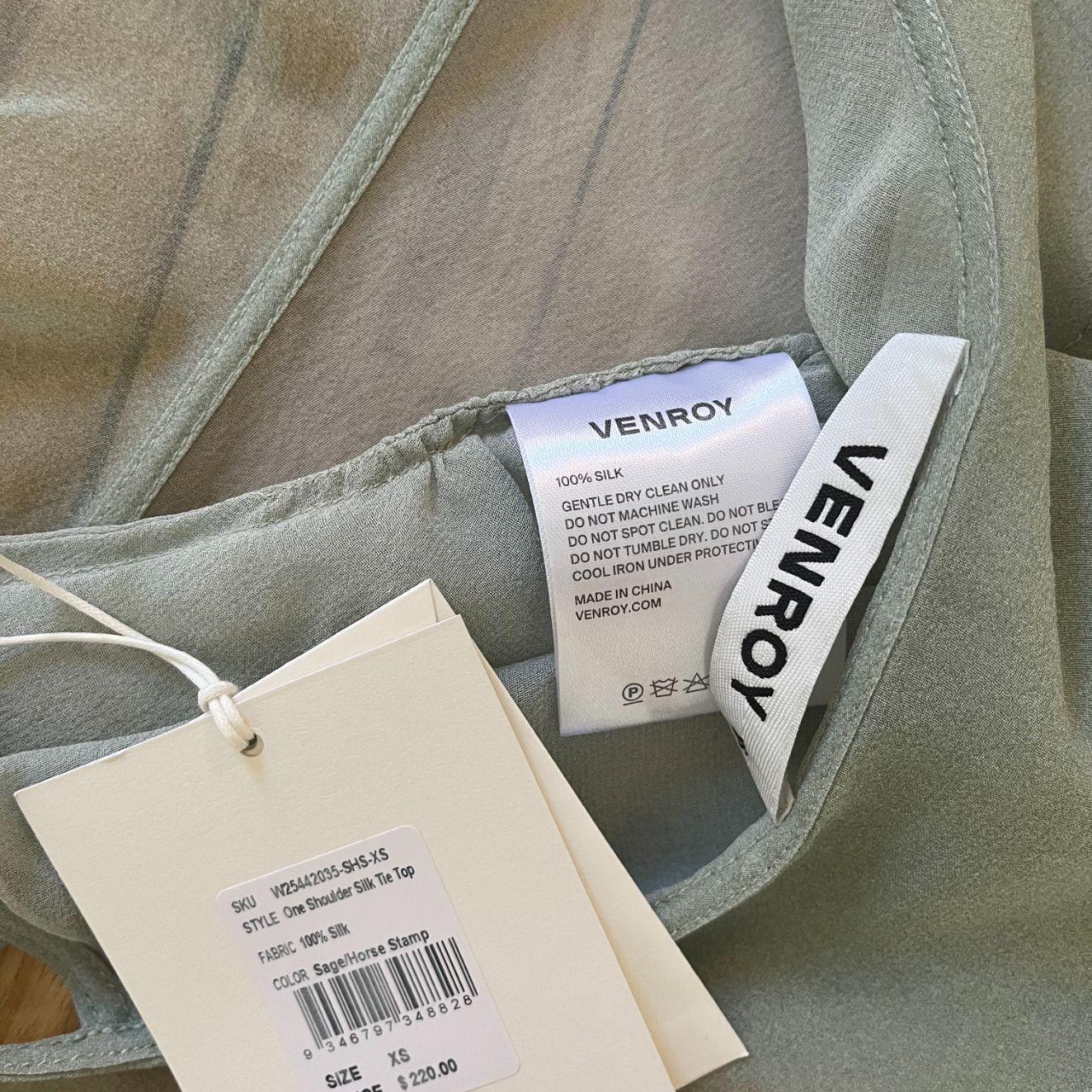 Venroy BNWT One Shoulder Silk Tie Top in Sage/Horses Stamp.