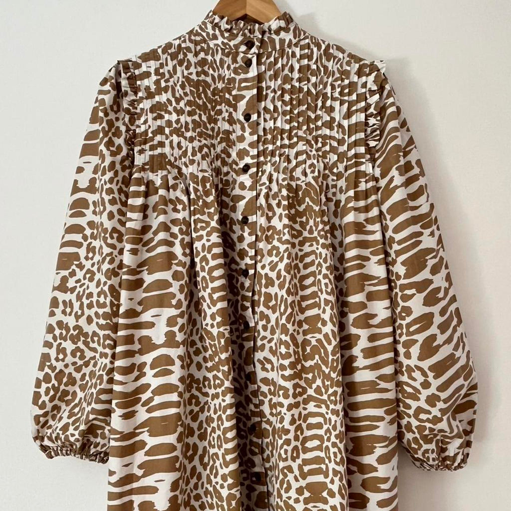 Ganni Poplin Leopard Print Mini Dress.