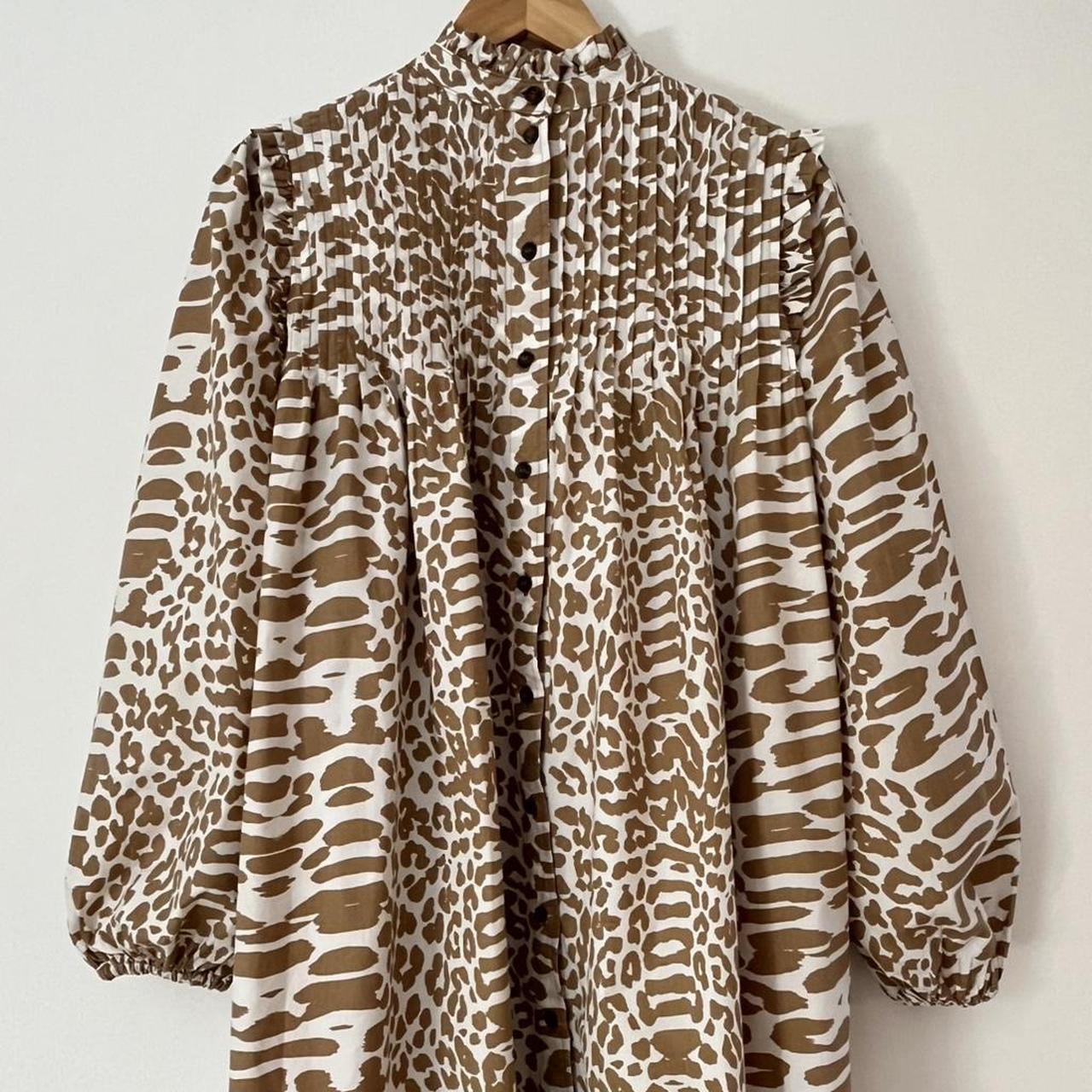 Ganni Poplin Leopard Print Mini Dress.