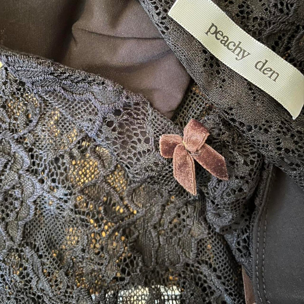 Peachy Den THE BETSEY Lace Cami in Black.