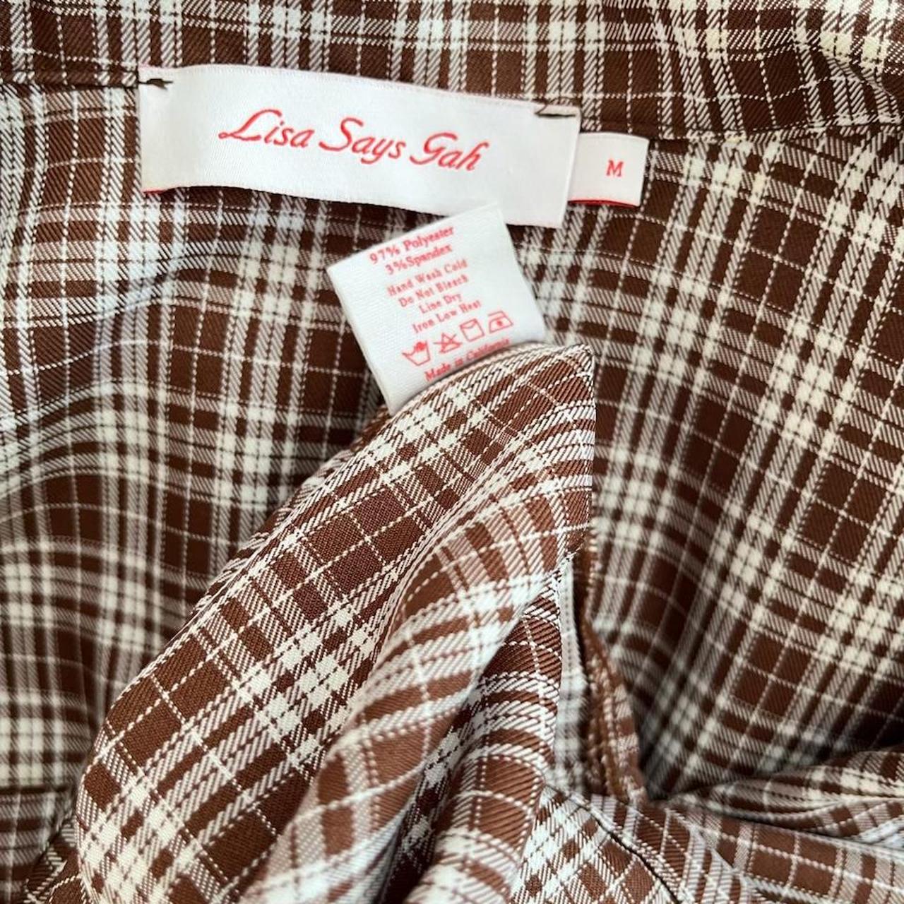 Lisa Says Gah Check Cropped Shirt Size M.
