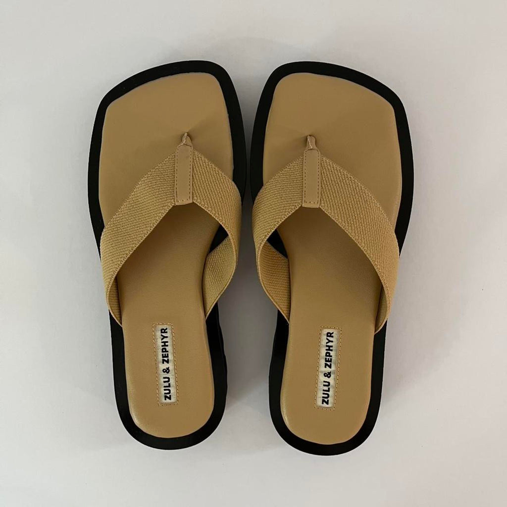 Zulu & Zephyr Thongs in Light Brown.