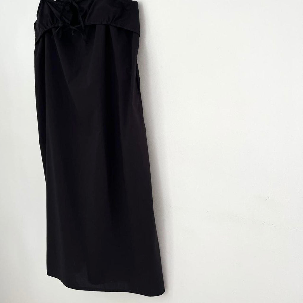 Deiji Studios RUCHED TIE Midi Dress in Black.