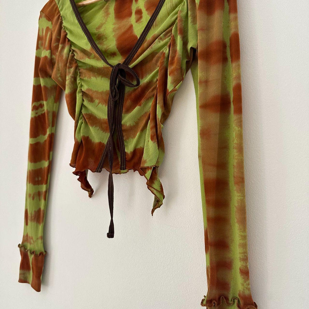 Maroske Peech BUTTERLY Crop in Green & Brown Size XS.
