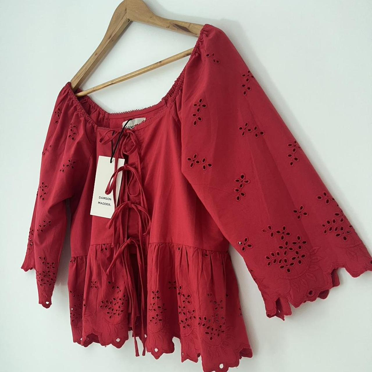 Damson Madder BNWT LANA Broderie Anglaise Blouse in Red.