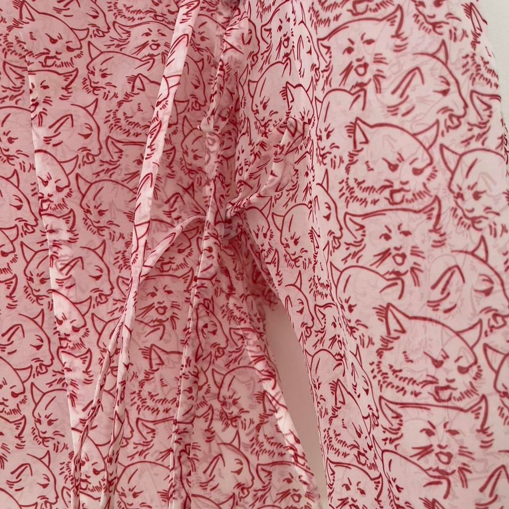 Shrimps CORDELIA Cat-Print Organza Wrap Top.