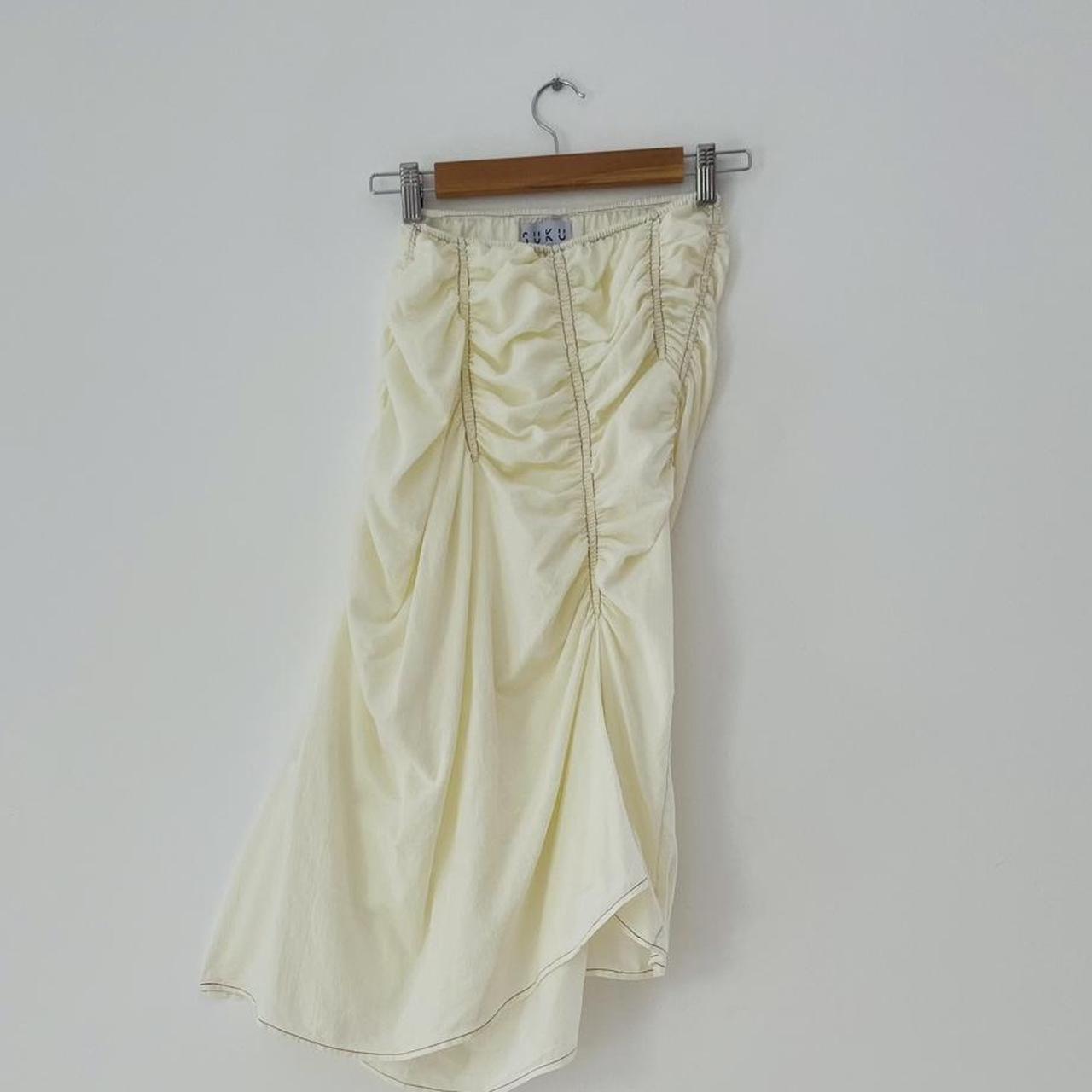 Suku Home Ruched Midi Skirt in Butter.