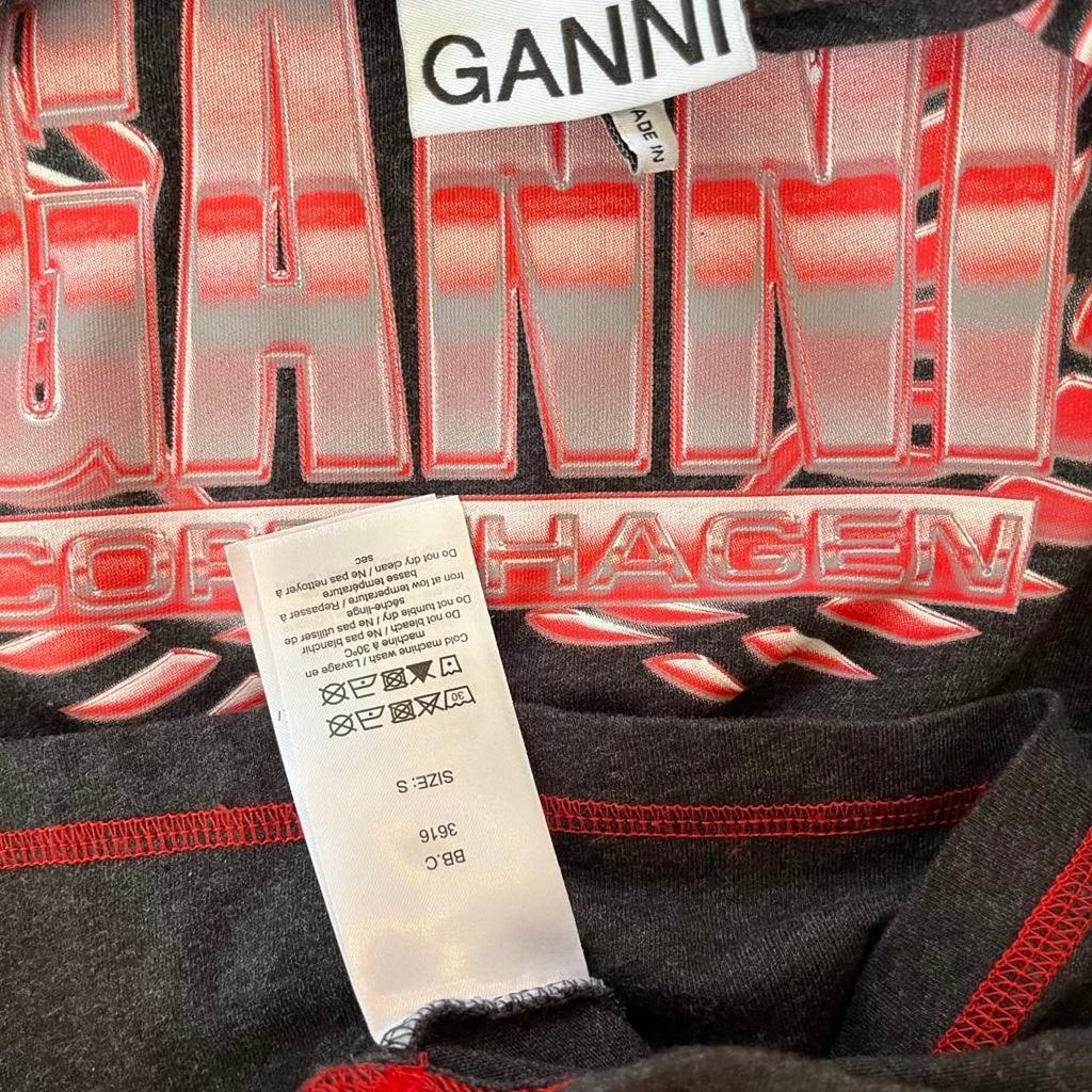 Ganni Melange Light Jersey Long Sleeve T-shirt In Phantom.