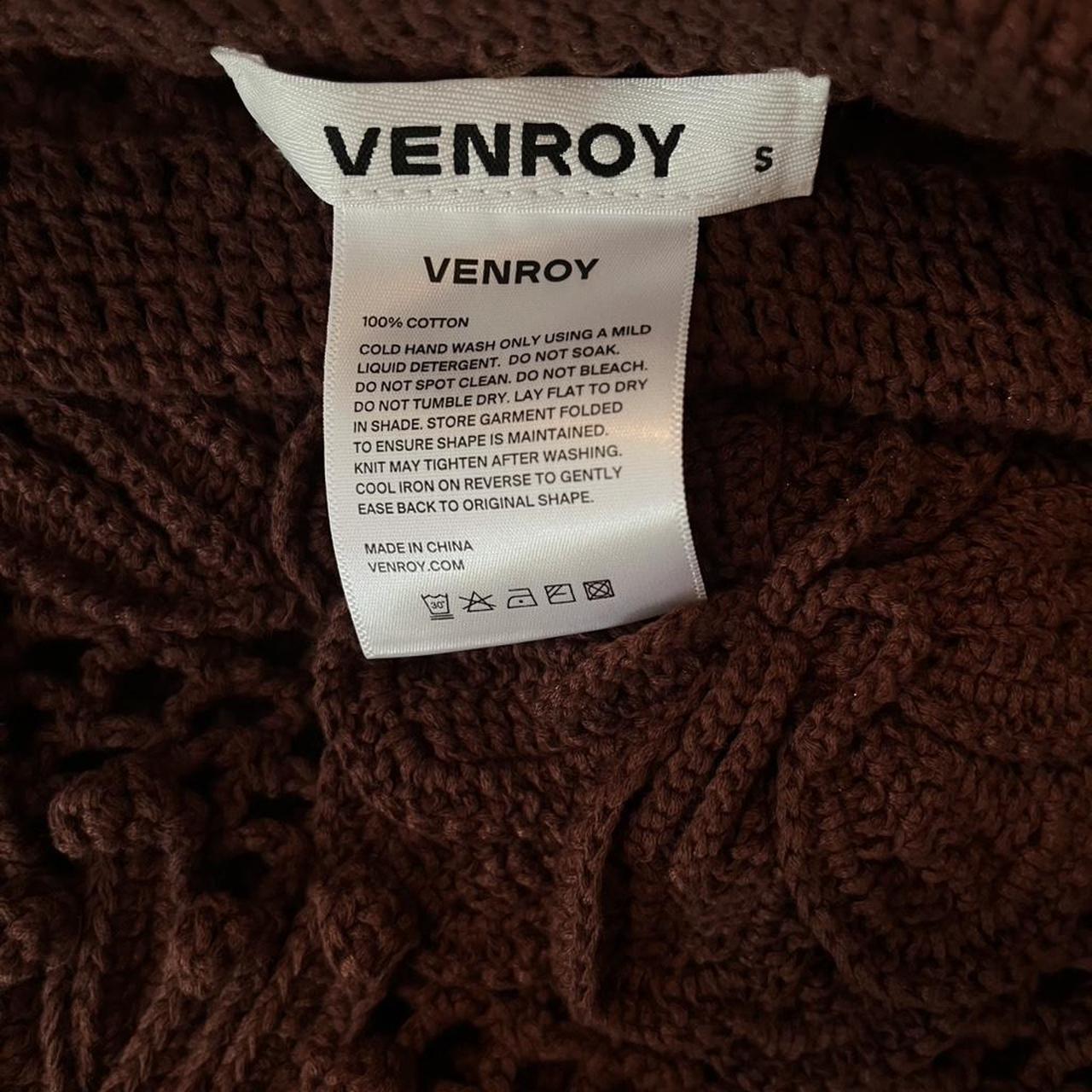 Venroy Floral Crochet Cotton Mini Skirt in Chocolate.