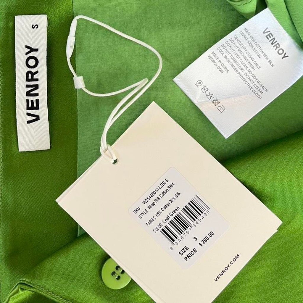 Venroy BNWT Wrap Silk Cotton Skirt in Leaf Green.