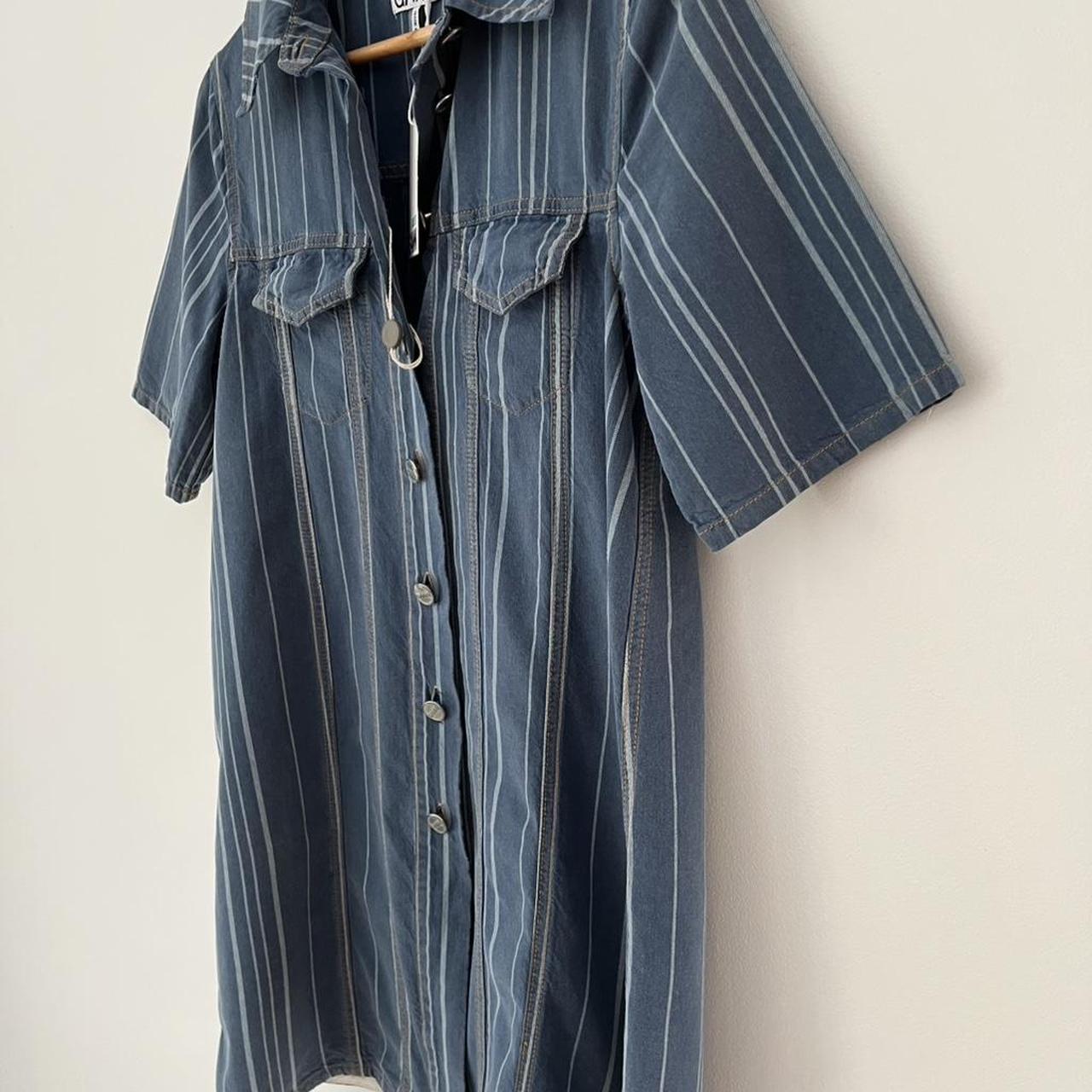 Ganni BNWT Striped Denim Mini Shirt Dress.
