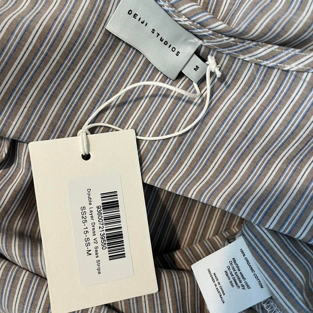 Deiji Studios BNWT DOUBLE LAYER Dress in Sea Stripe.