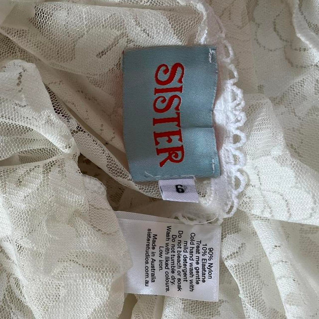 Sister Studios STARR Lace Maxi Skirt in White.