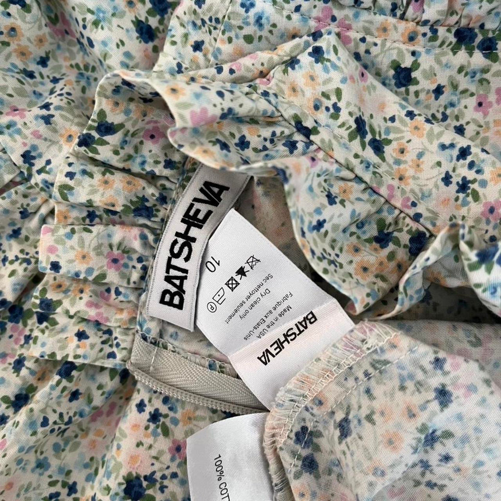 Batsheva KATE Ruffled Floral-Print Cotton Mini Dress.