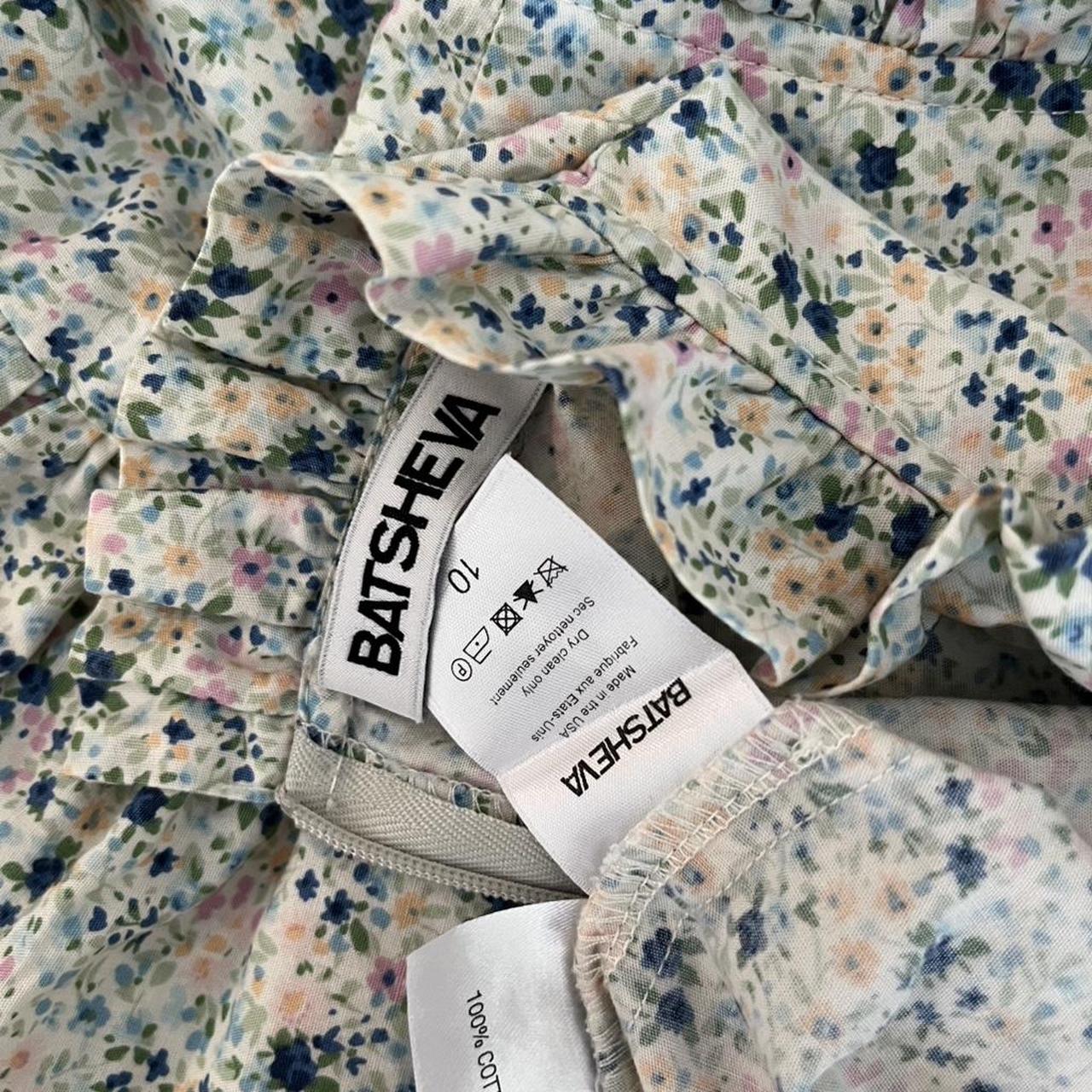 Batsheva KATE Ruffled Floral-Print Cotton Mini Dress.