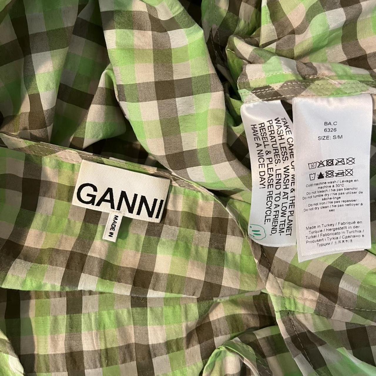 Ganni Seersucker Check-print Short-sleeve Wrap Dress.