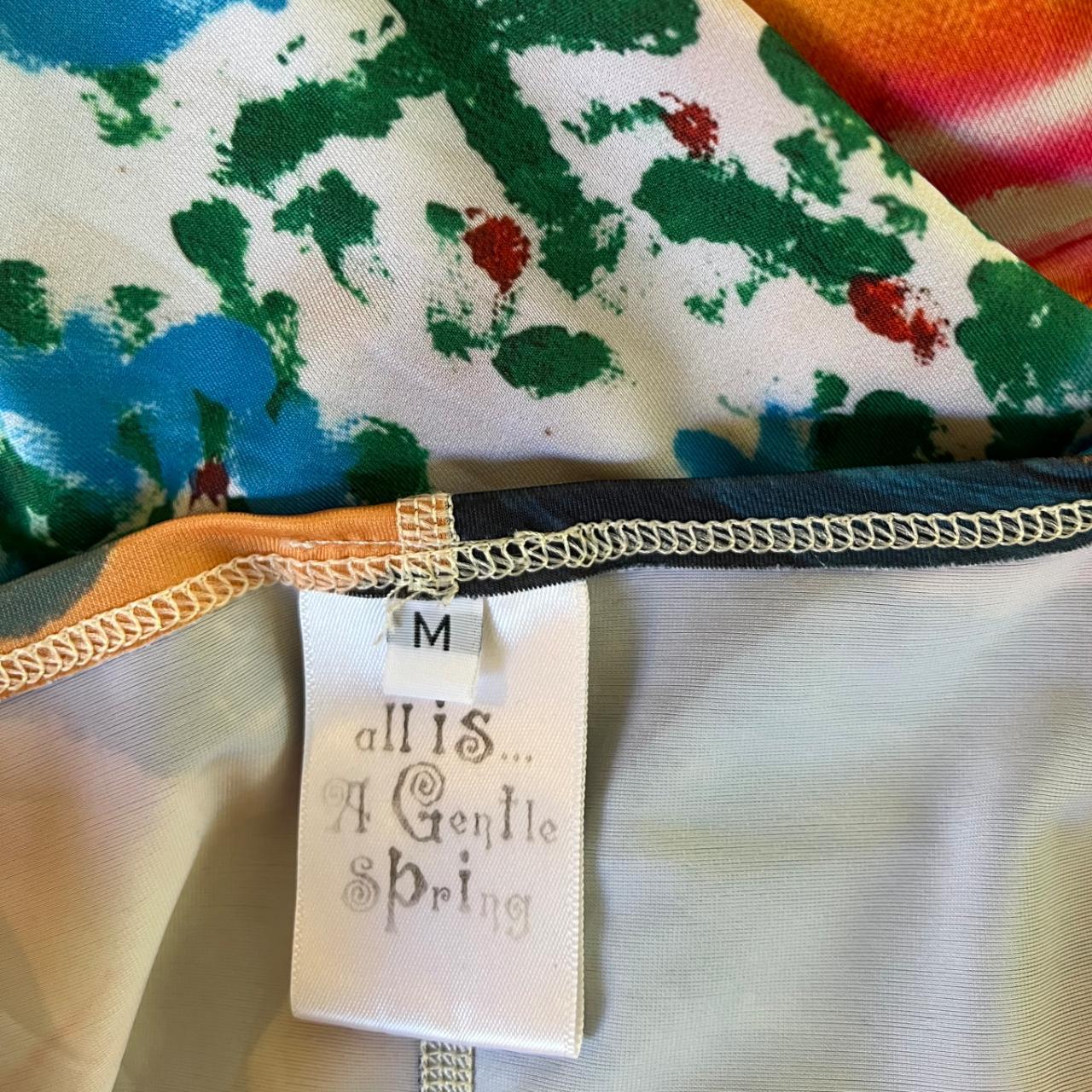 All Is A Gentle Spring RAINBOW FLEX Tapestry Long Sleeve Top Size M.