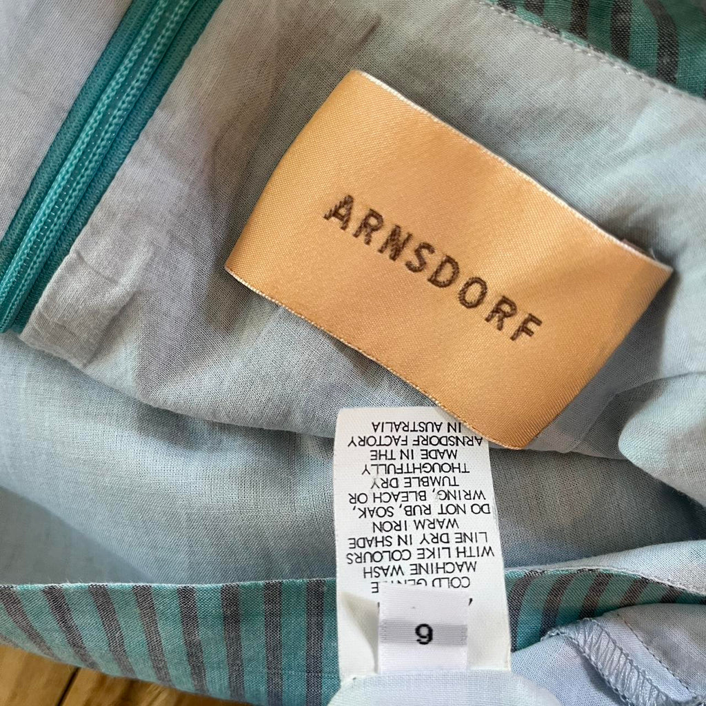Arnsdorf IVY Striped Cotton Midi Dress in Seafoam.
