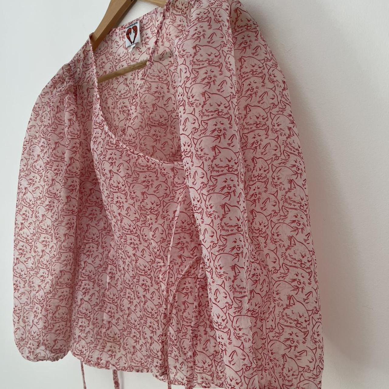 Shrimps CORDELIA Cat-Print Organza Wrap Top.