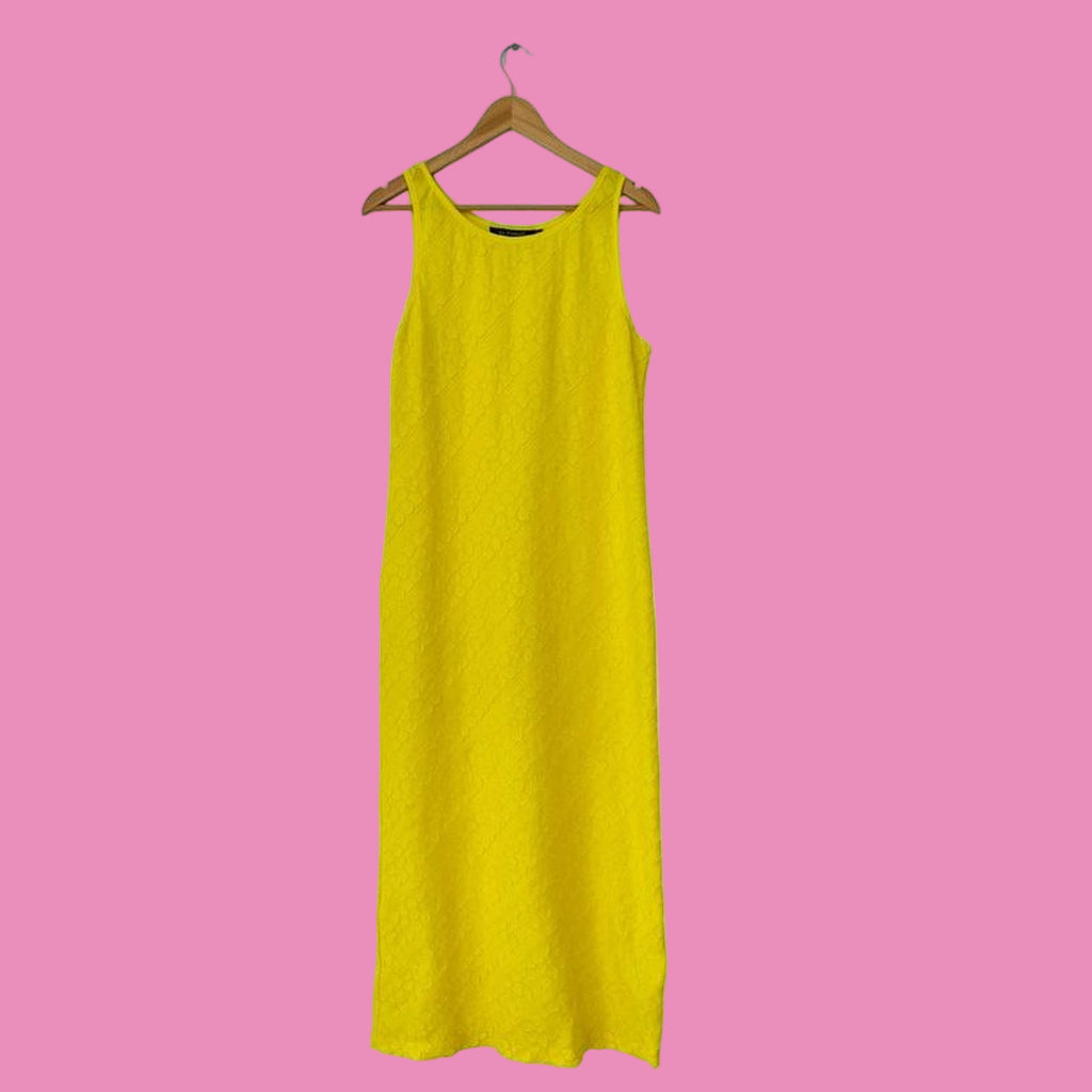 Alpha60 Floral Pleated Maxi Dress in Yellow.