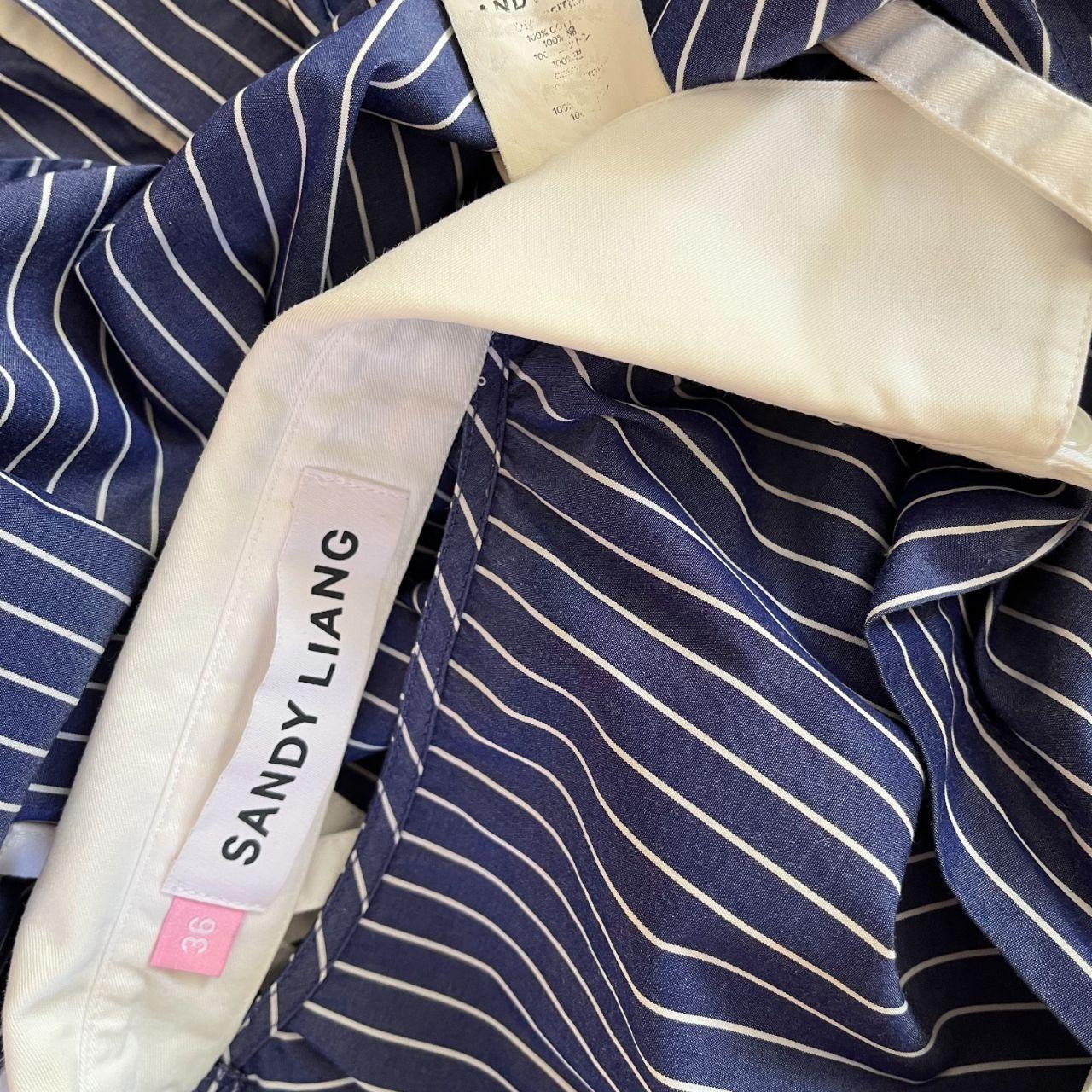 Sandy Liang MIRENA TIE SLEEVE Top in Corporate.