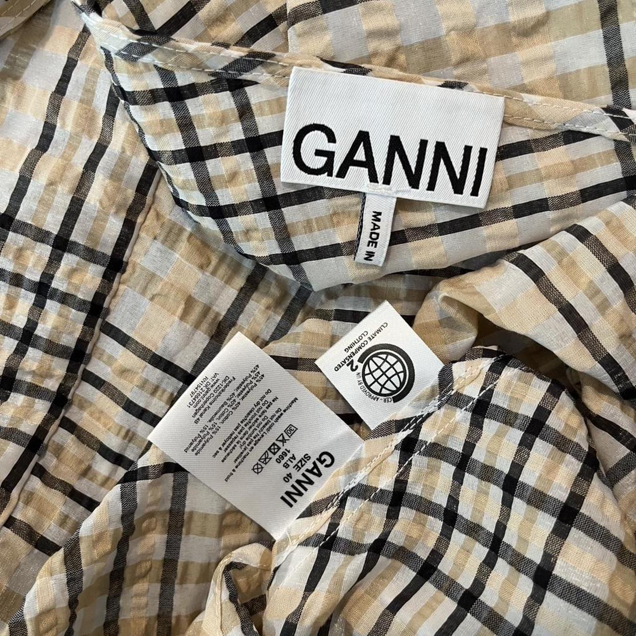 Ganni Check Seersucker Trapeze Dress.