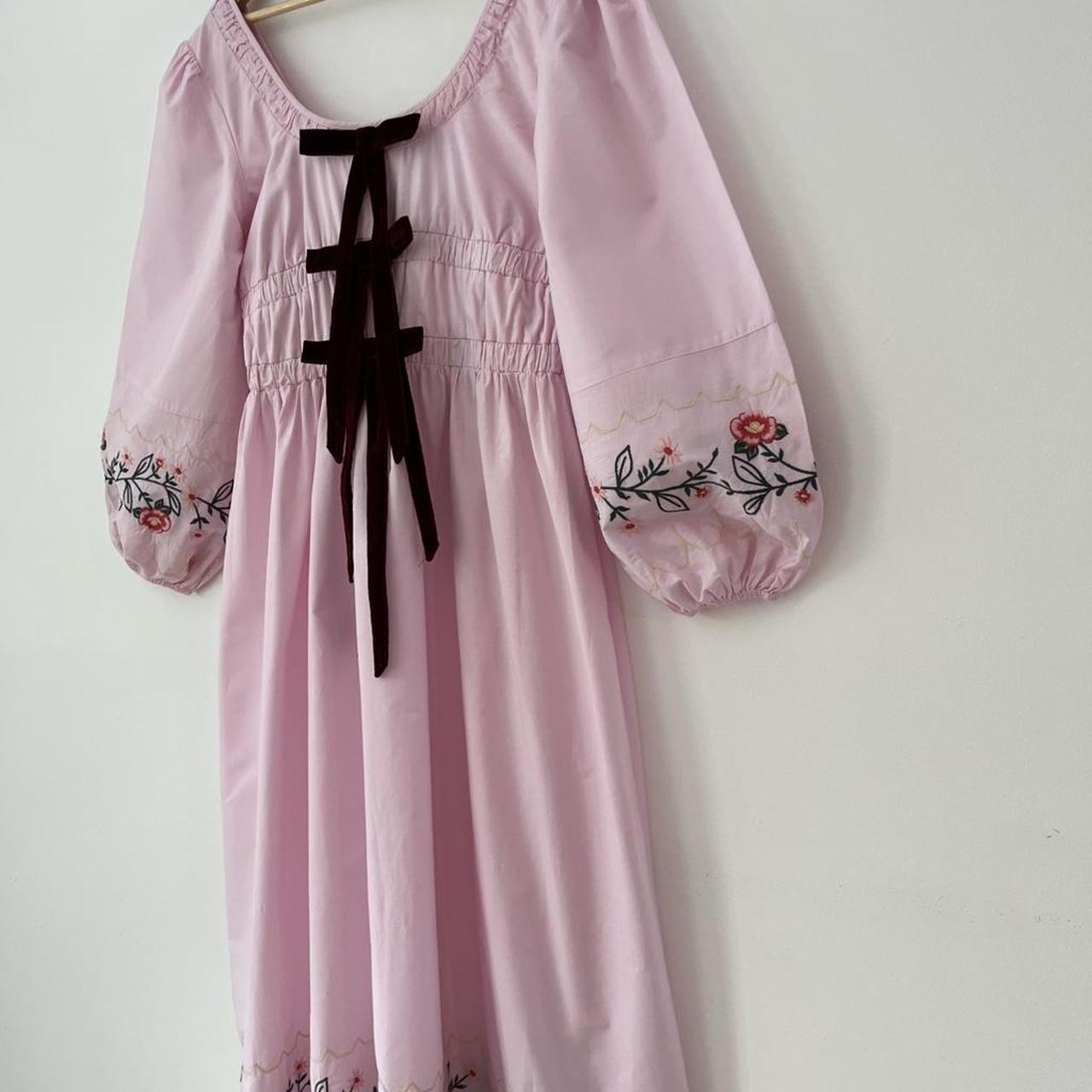 Damson Madder DAKOTA Floral Embroidered Dress in Pink.