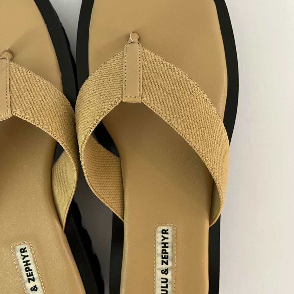 Zulu & Zephyr Thongs in Light Brown.