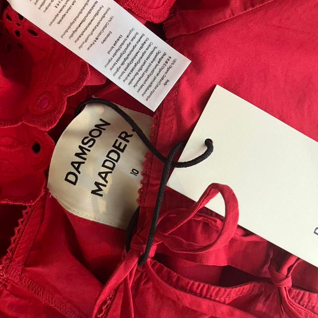 Damson Madder BNWT LANA Broderie Anglaise Blouse in Red.