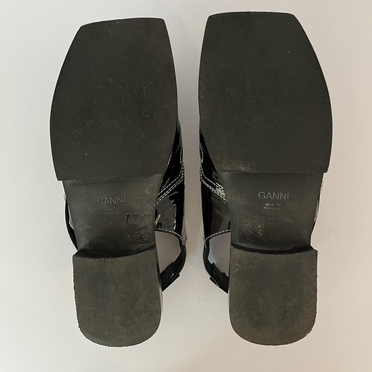 Ganni TEXAS Leather Slingback Sandals.