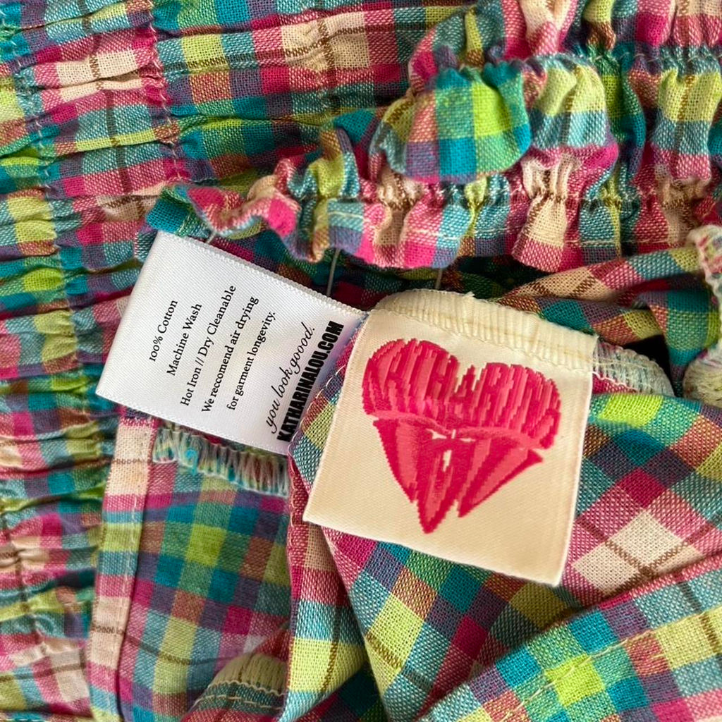 Katharina Lou Plaid Shirred Crop Top.