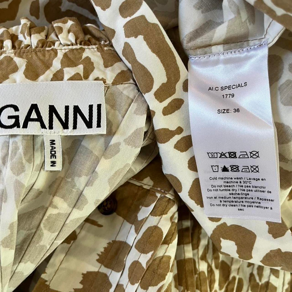 Ganni Poplin Leopard Print Mini Dress.
