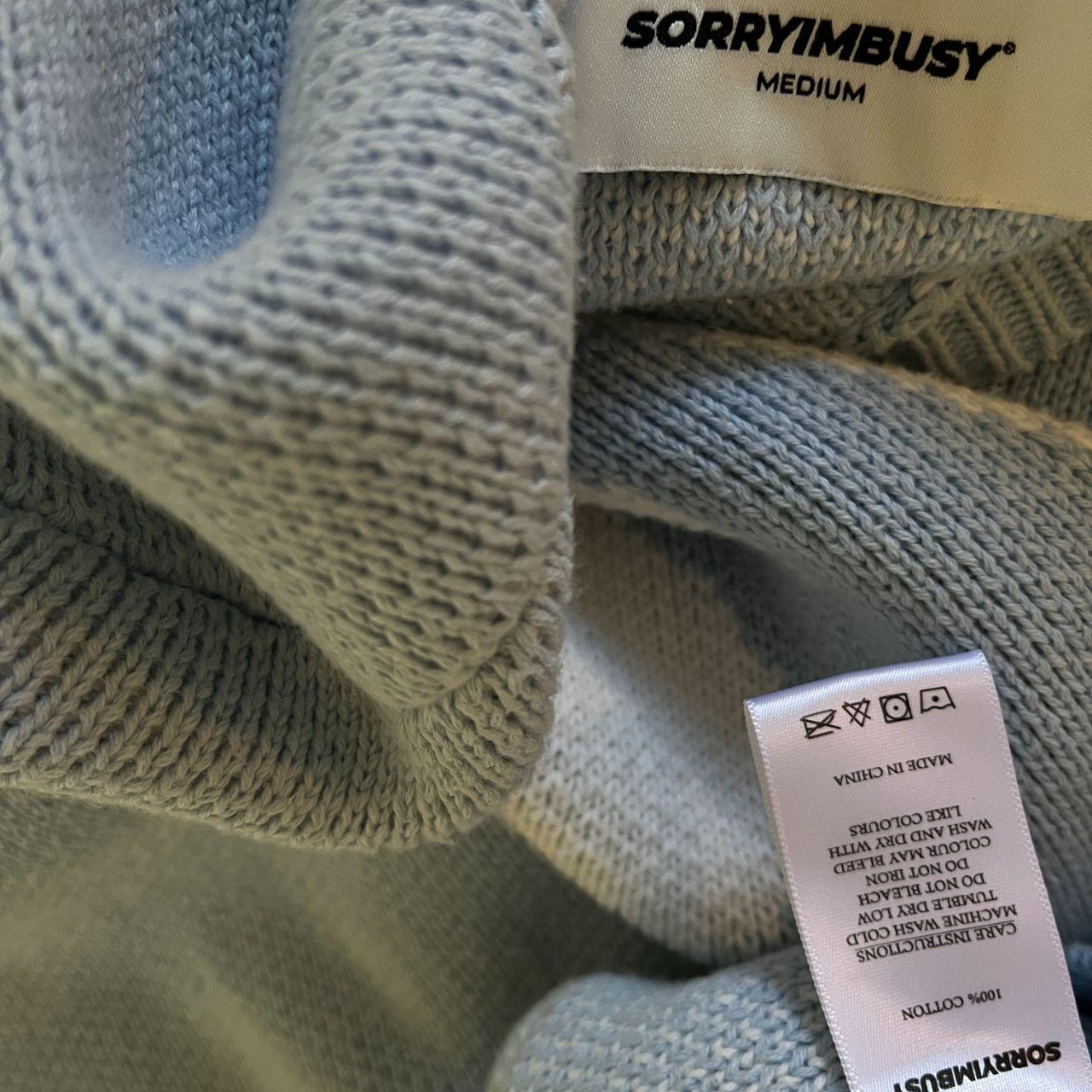 Sorry Im Busy SPELLOUT Knit in Baby Blue.