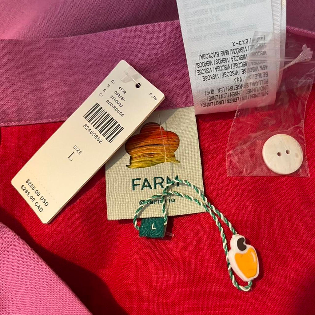 Farm Rio Palm Tree Richelieu Wrap Midi Skirt in a Red and Pink.