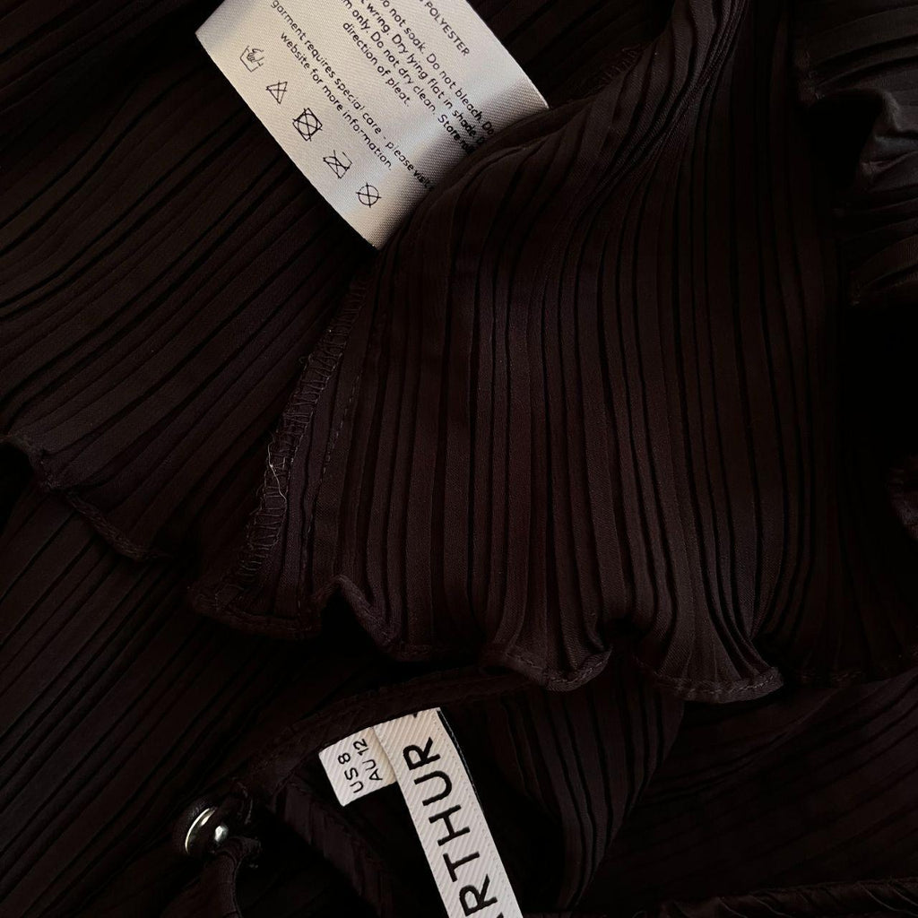 Arthur Apparel BOX PLEAT Long Sleeve Top in Black Size AU12.