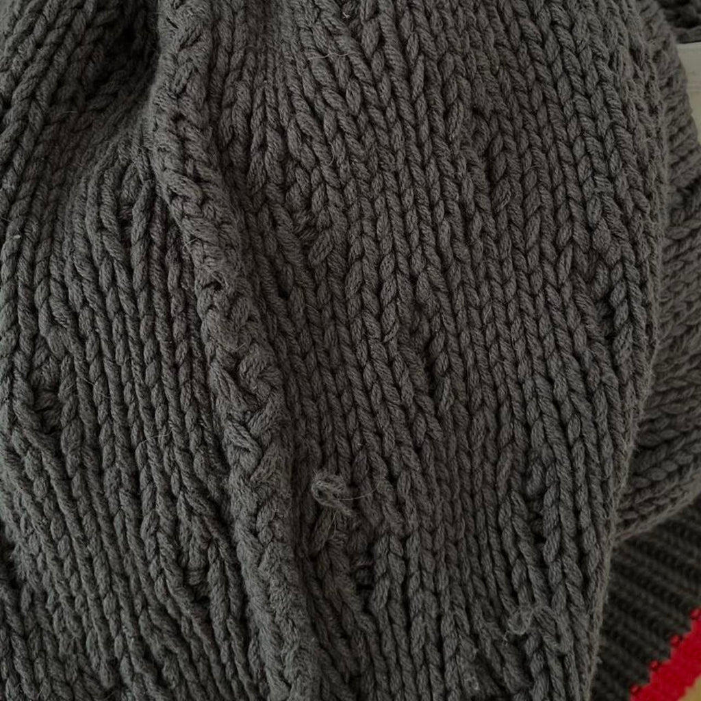 Damson Madder GRANDPA Floral Embroidered Cardigan in Charcoal.