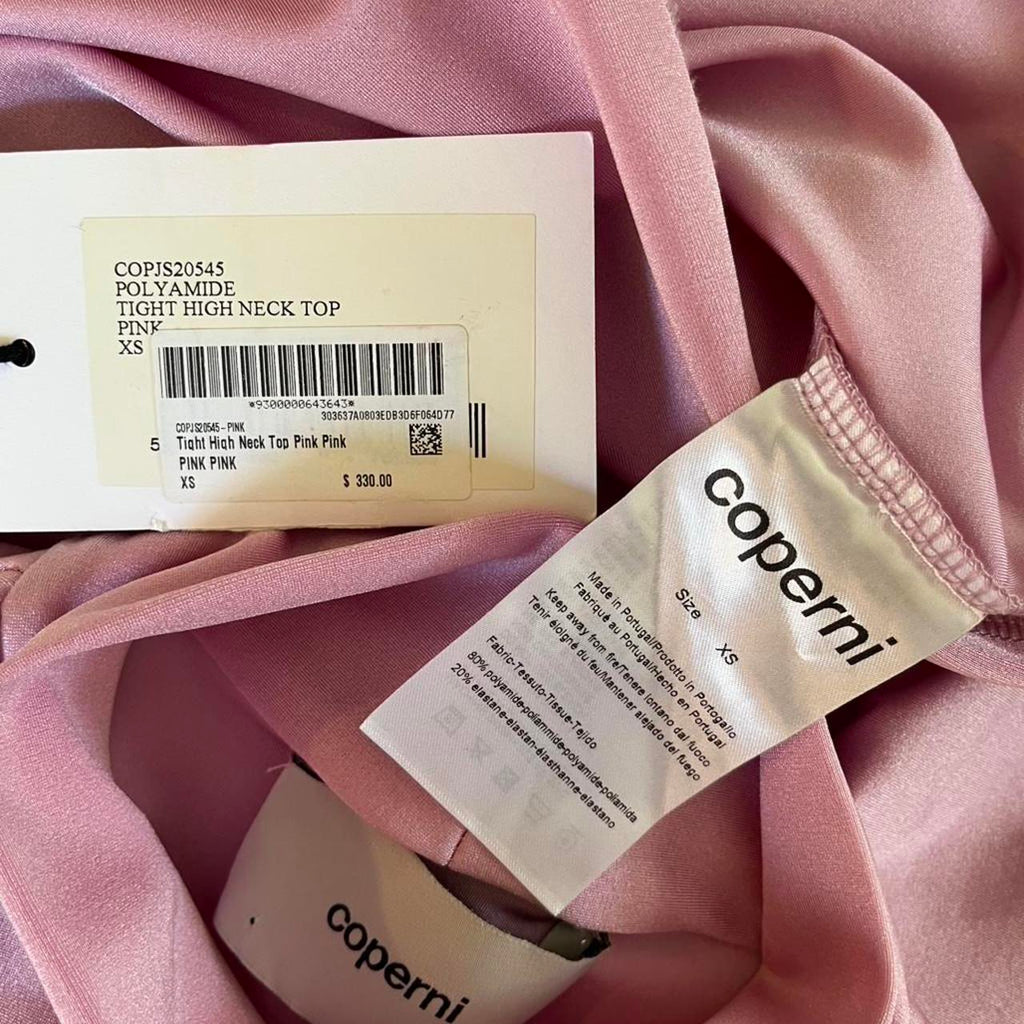 Coperni Tight High Neck Top in Pink.